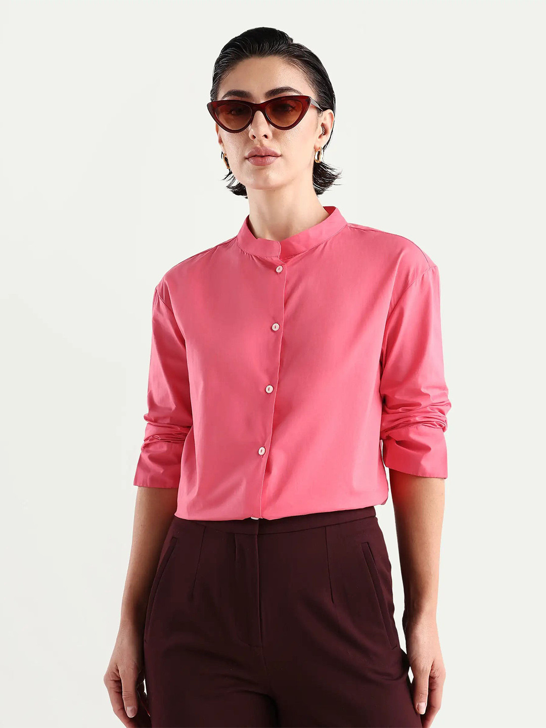 RAREISM Aytac Mandarin Collar Cuffed Sleeves Top