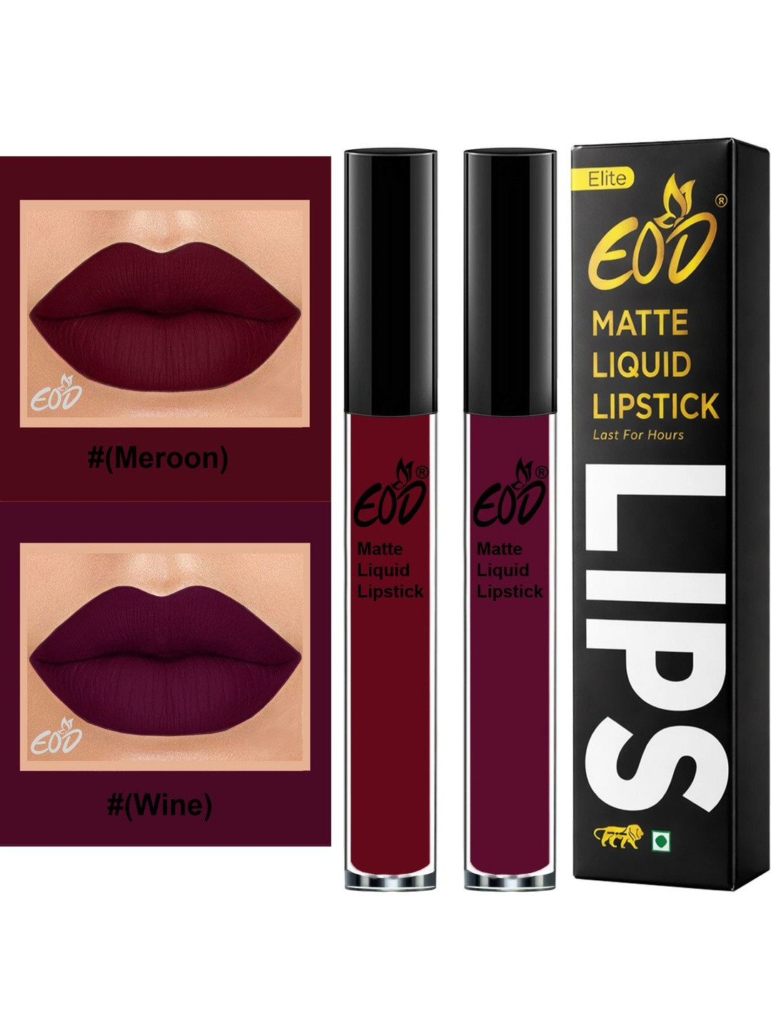 EOD Set Of 2 Transfer Proof Long Lasting Matte Finish Liquid Lipstick - 3ml Each - 8-9