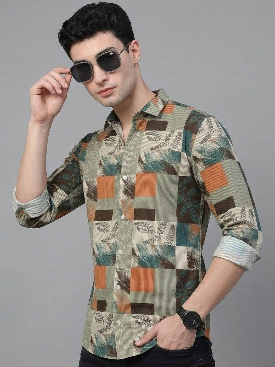 VORTEX Slim Fit Printed Shirts
