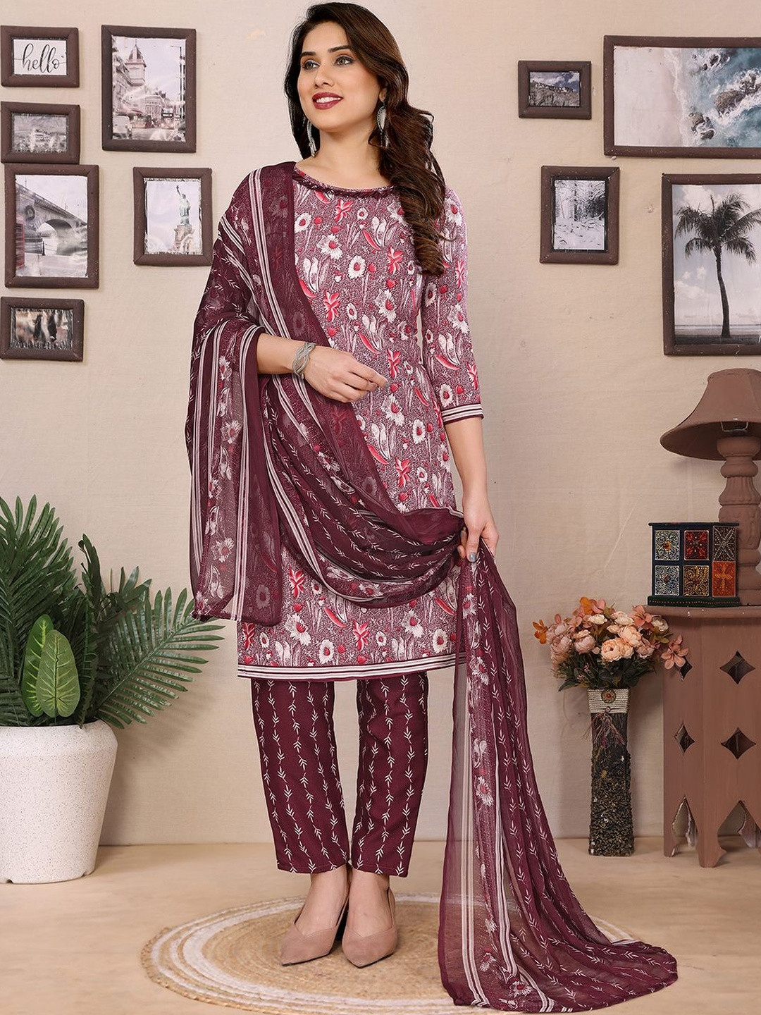STYLETONE Printed Unstitched Viscose Rayon Dress Material