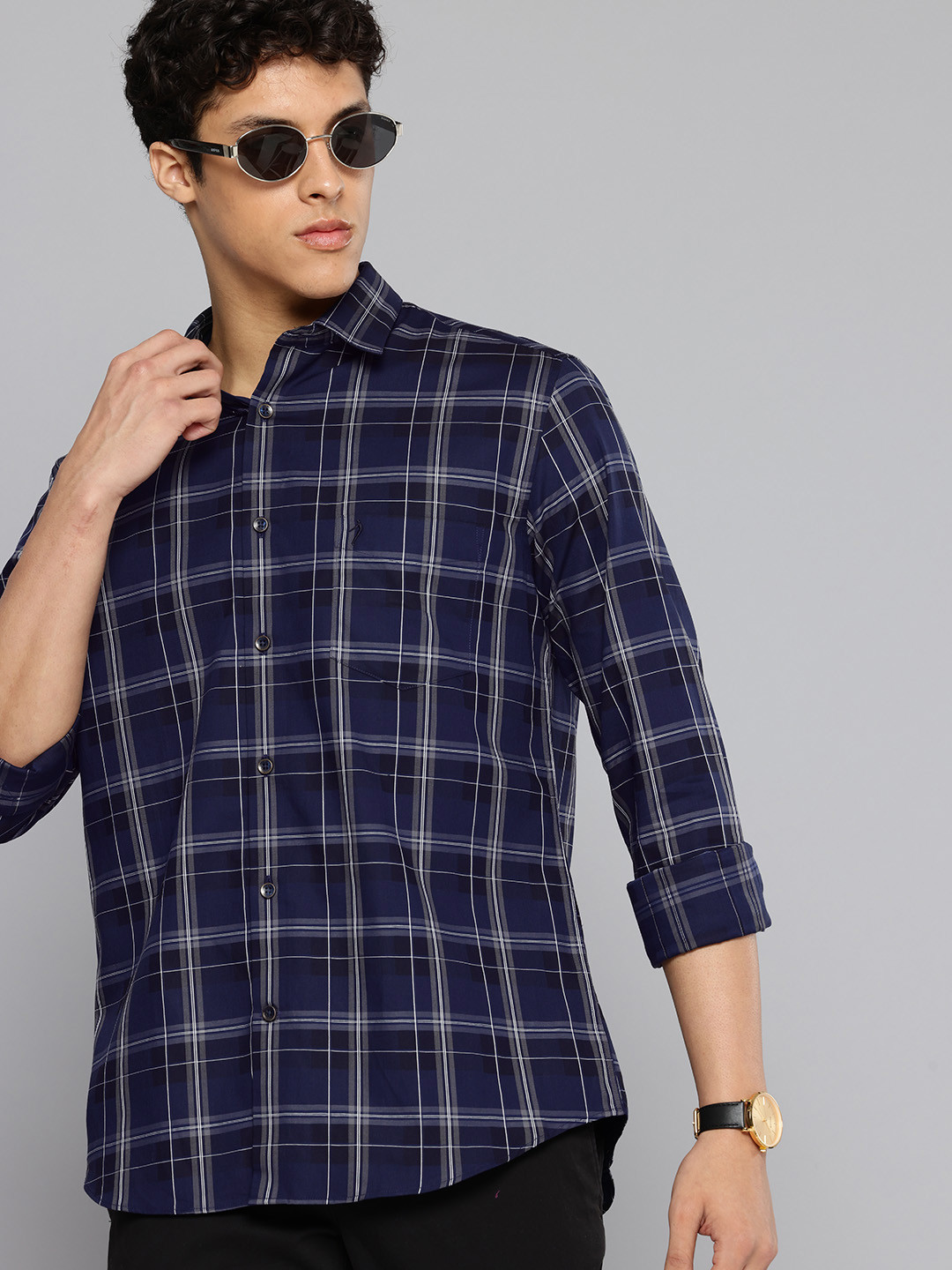 Indian Terrain Classic Fit Checked Pure Cotton Casual Shirt