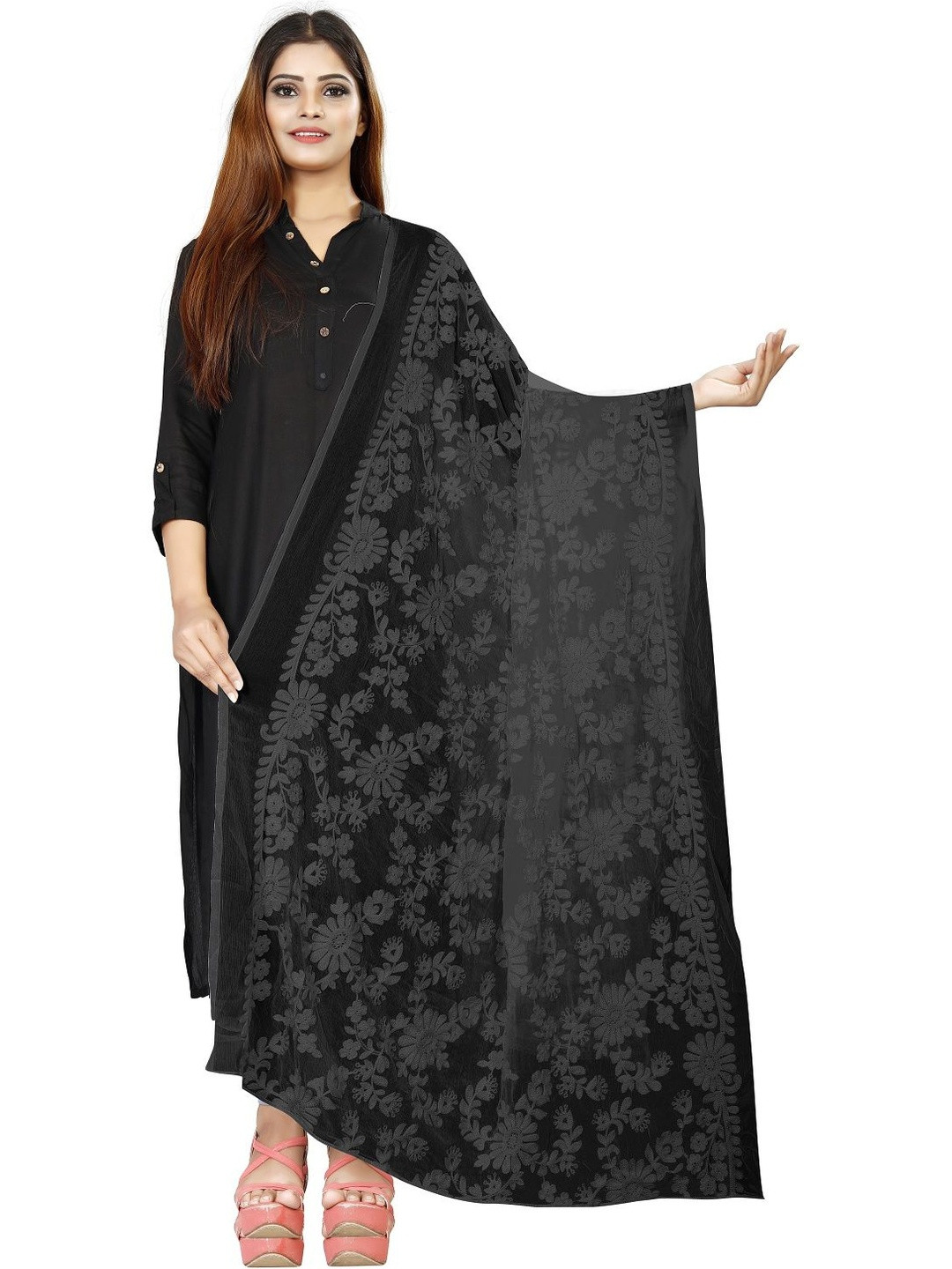 Avni N Anvi Embroidered Dupatta with Chikankari