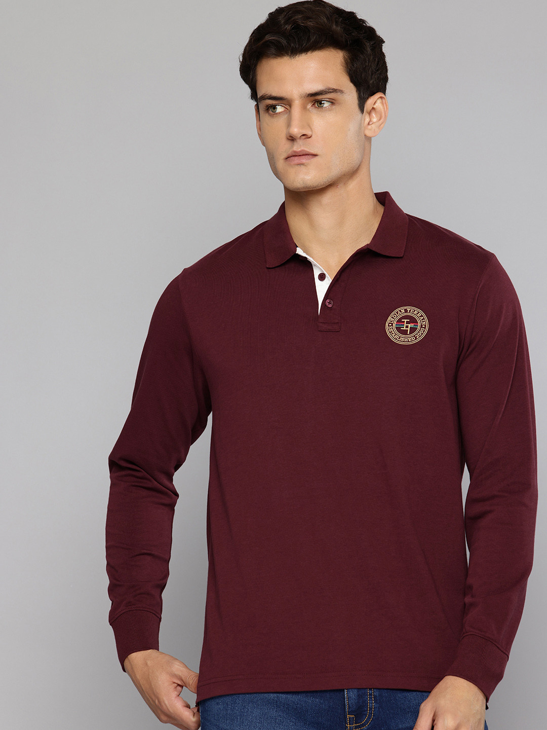 Indian Terrain Polo Collar Pure Cotton T-shirt
