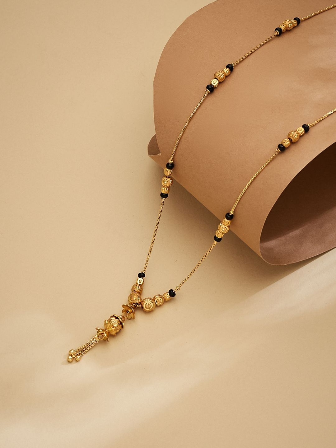 ATIBELLE Gold-Plated Artificial Stones and Beads Mangalsutra