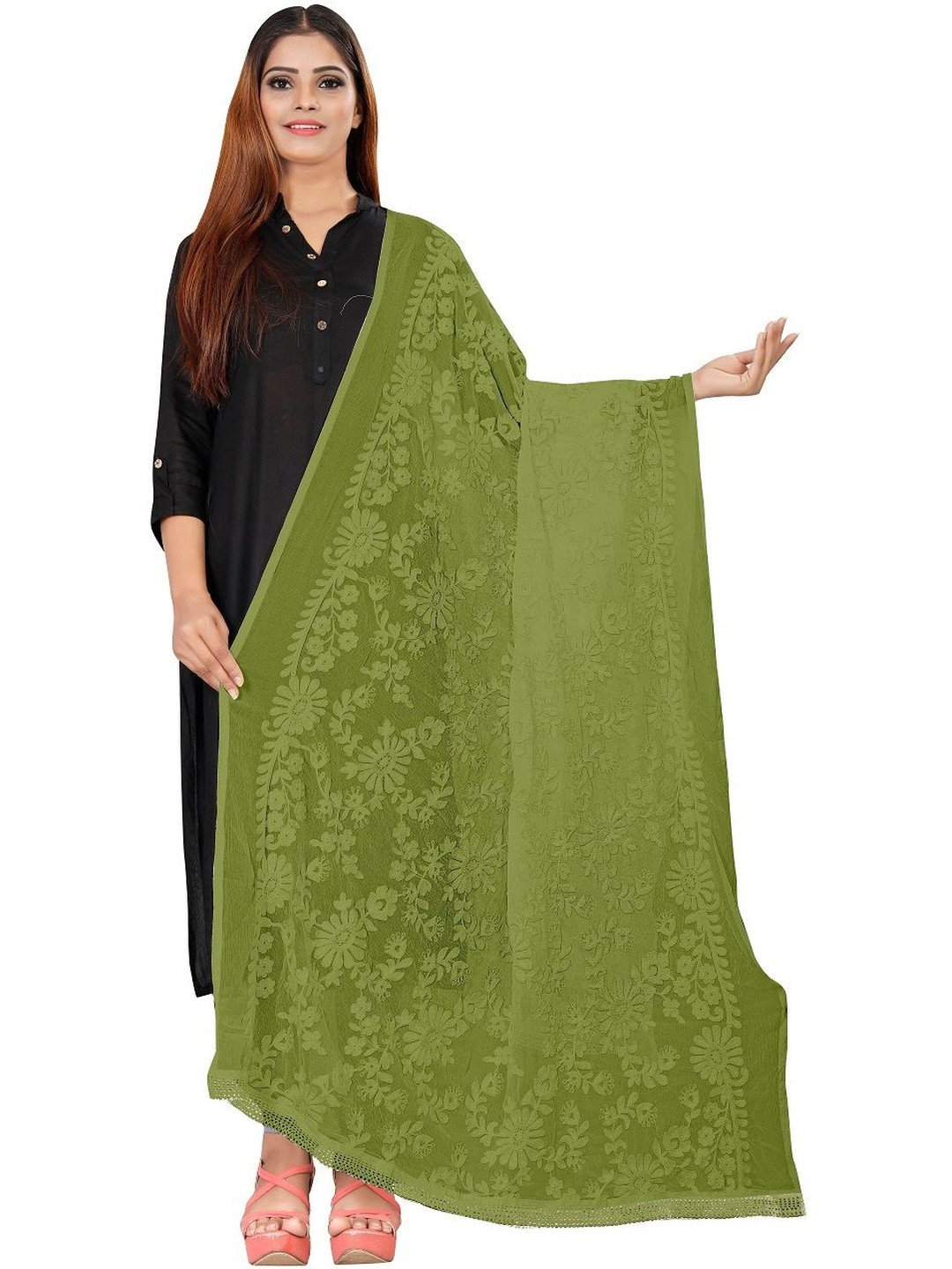 Avni N Anvi Embroidered Dupatta with Chikankari