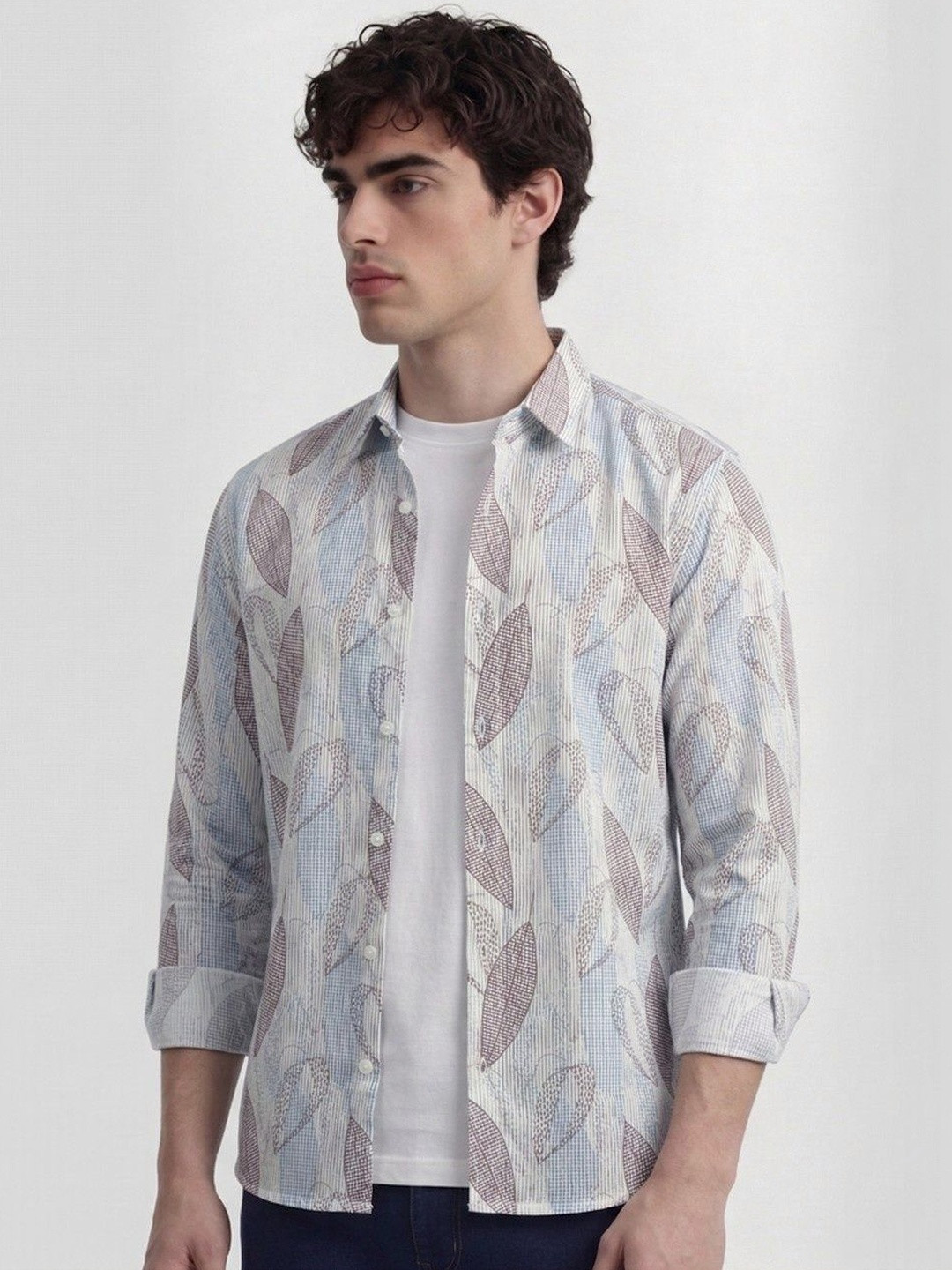 VORTEX Floral Printed Spread Collar Original Regular Fit Casual Shirts