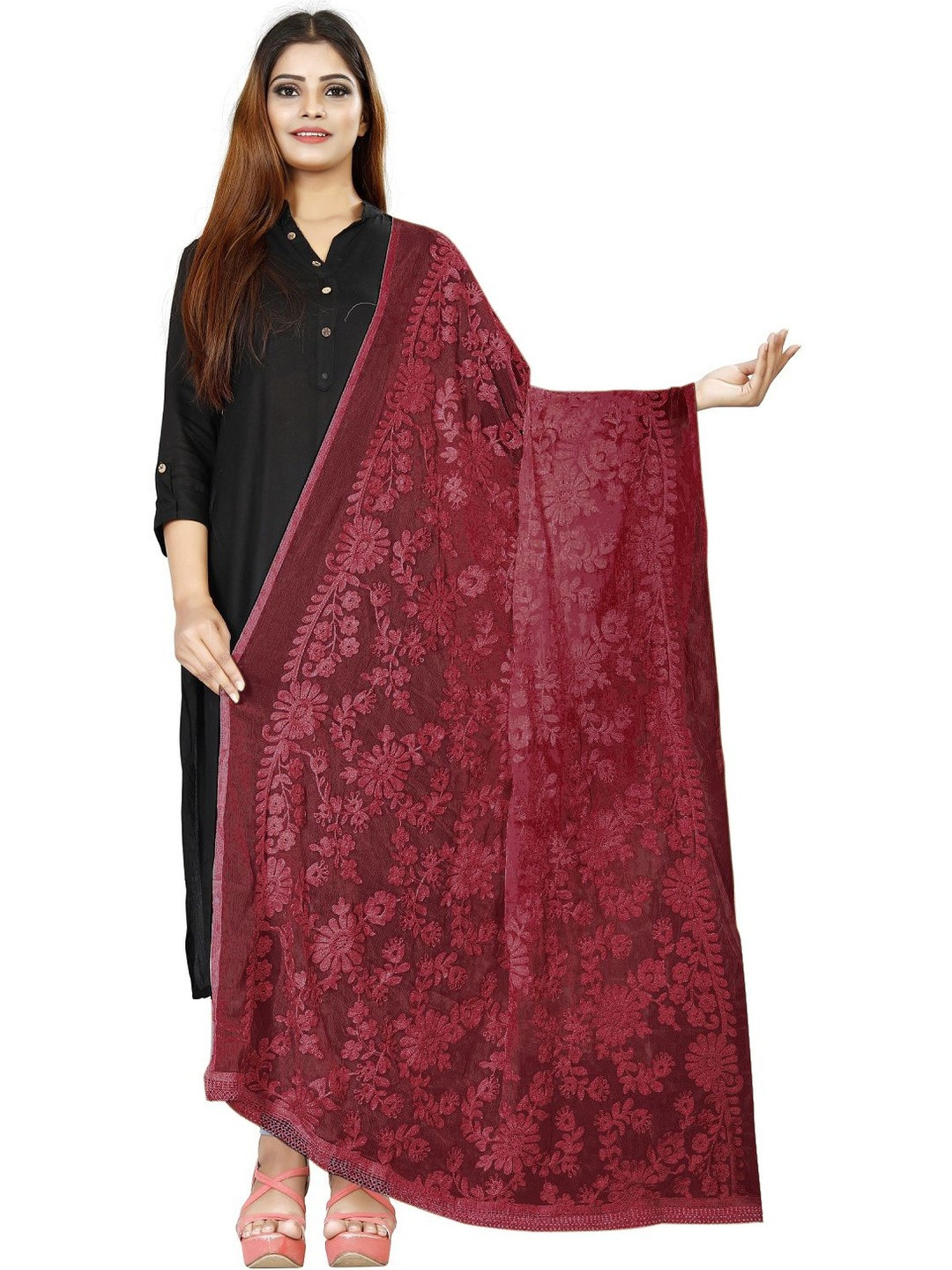 Avni N Anvi Embroidered Dupatta with Chikankari