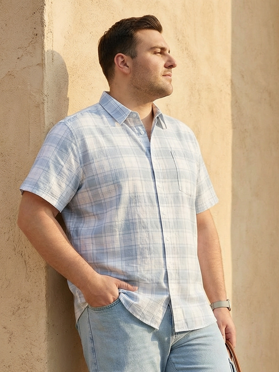 Sztori Plus Size Checked Pure Cotton Casual Shirt