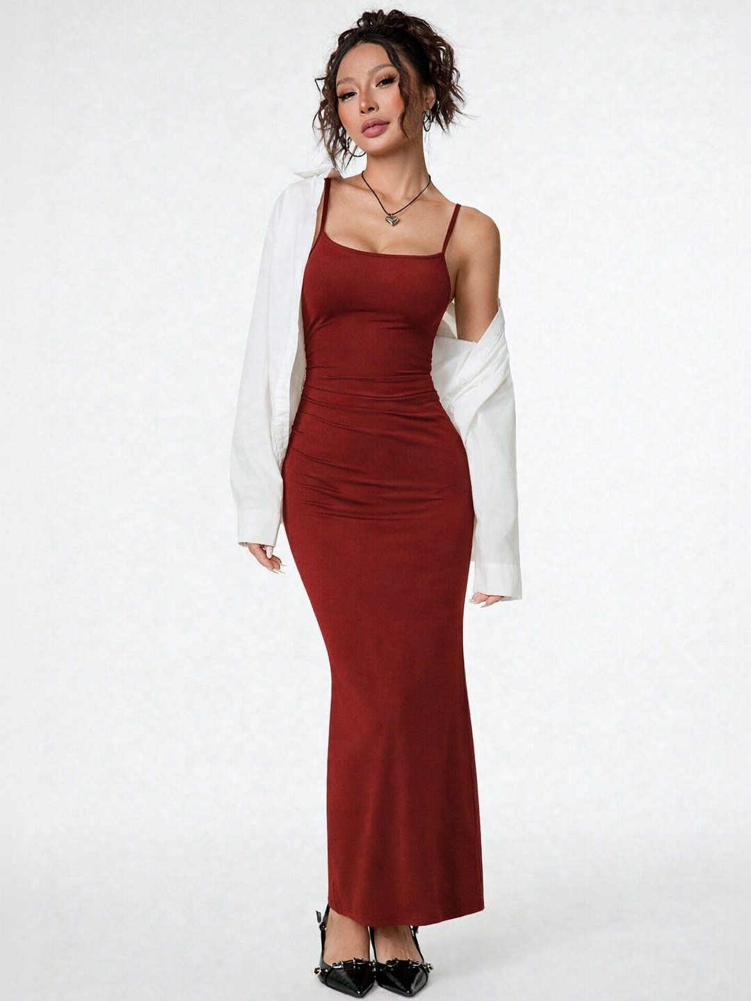 Fabverse Shoulder Straps Sleeveless Bodycon Maxi Dress