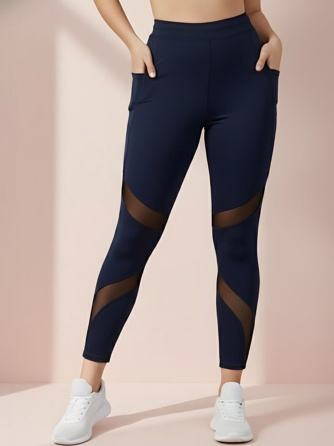 Blinkin Yoga Training Mesh Tights with Side Pockets