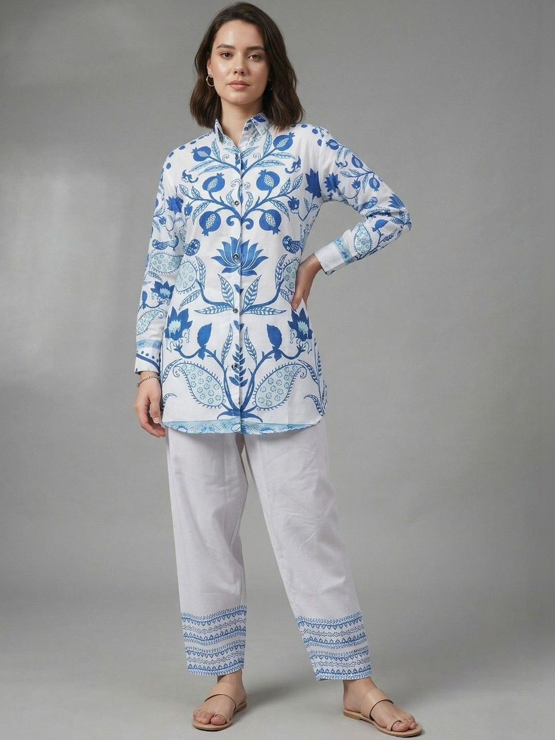 ZIVRAA Printed Shirt with Trousers