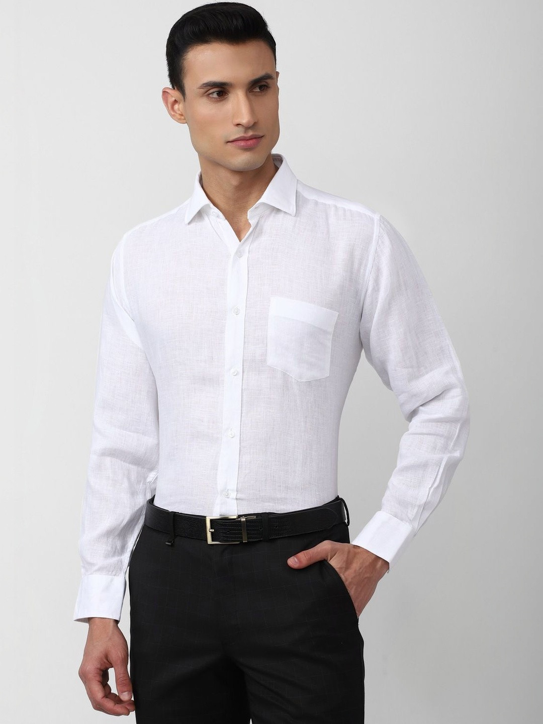 Van Heusen Men White Solid Full Sleeves Formal Shirts