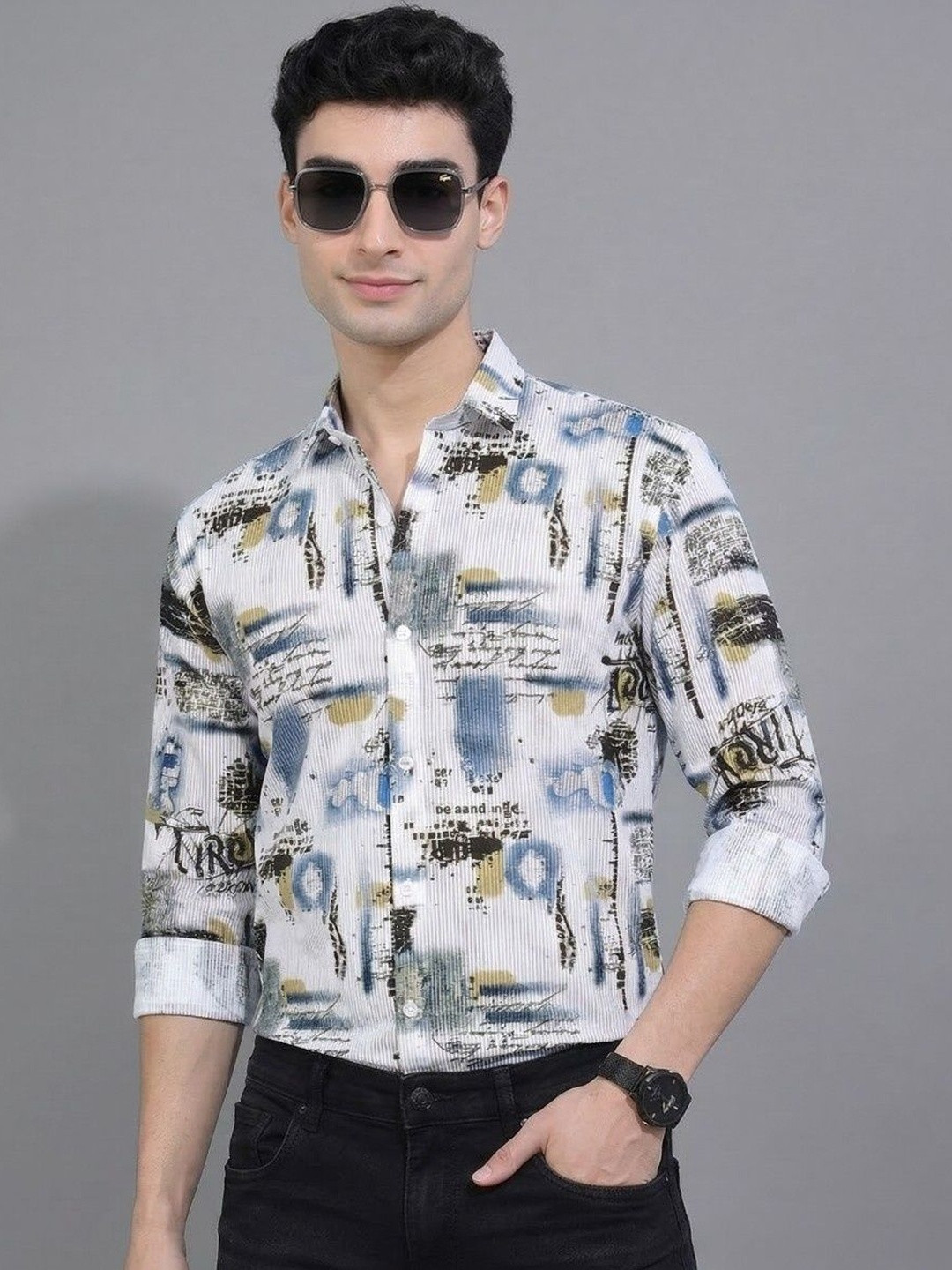 VORTEX Abstract Printed Spread Collar Original Regular Fit Casual Shirts