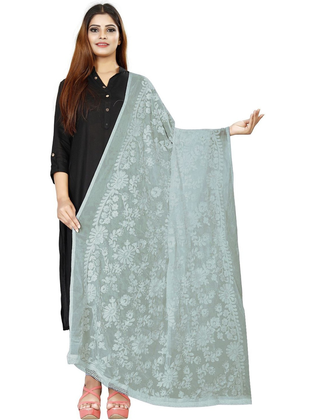 Avni N Anvi Embroidered Dupatta with Chikankari