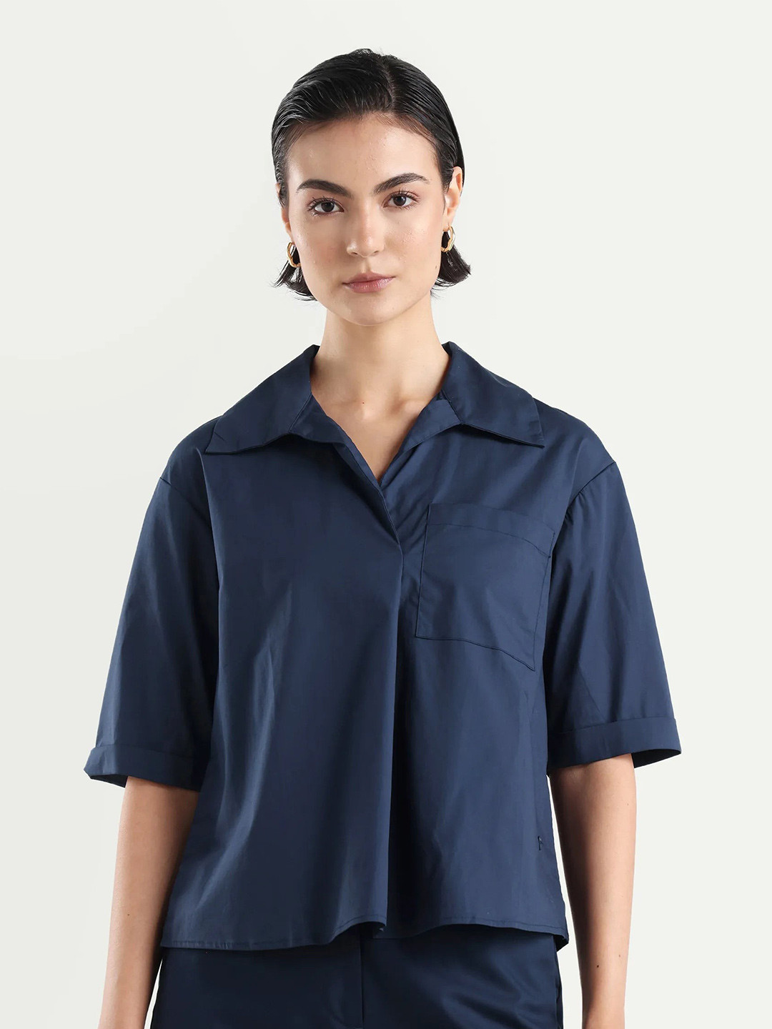 RAREISM Comfort Spread Collar Opaque Cotton Casual Shirt