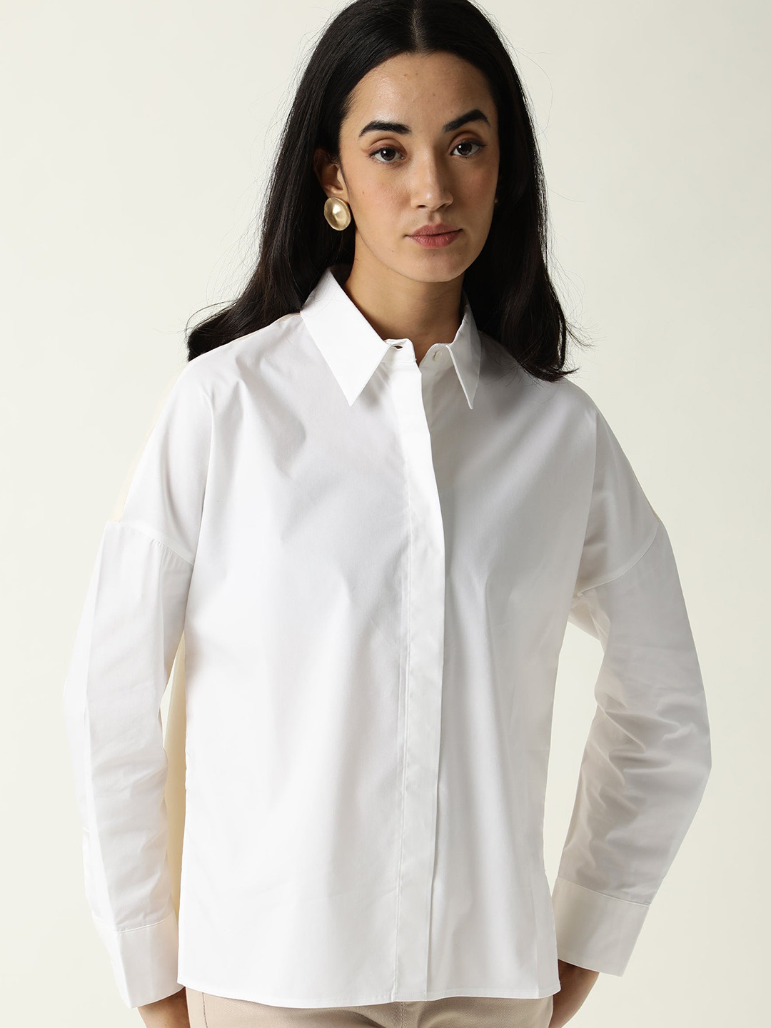 RAREISM Women White & Cream-Coloured Shirt Style Top