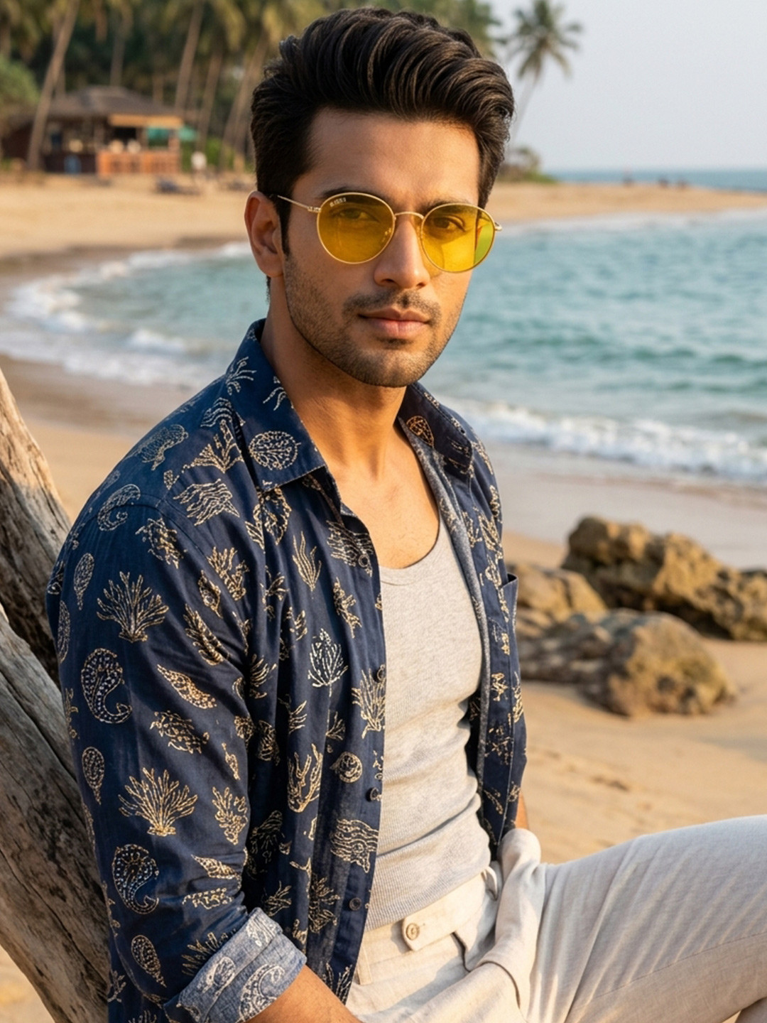 MAGNEQ Yellow Lens & Gold-Toned Round Sunglasses With Polarised Lens MG 3447/S C4 5021