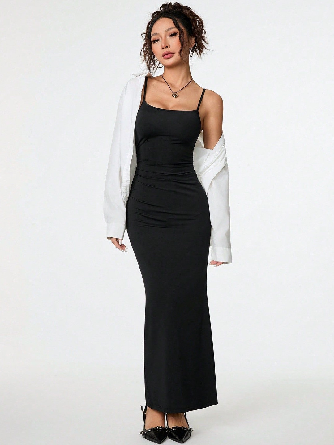 Fabverse Shoulder Straps Sleeveless Bodycon Maxi Dress