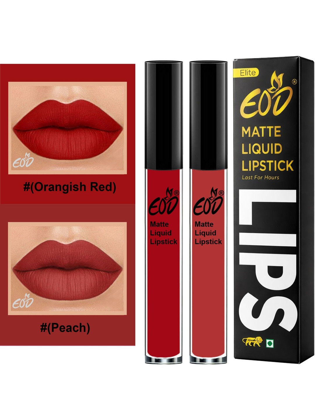 EOD Set Of 2 Transfer Proof Long Lasting Matte Finish Liquid Lipstick - 3ml Each -1-6