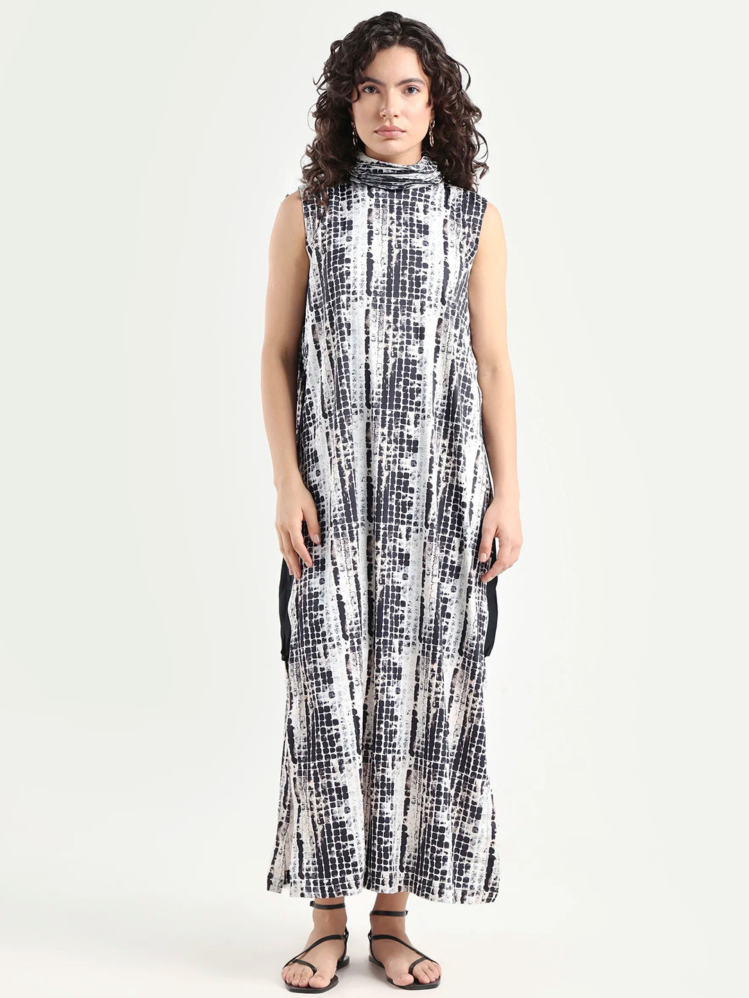 RAREISM Women Black Regular Fit High Neck Dress