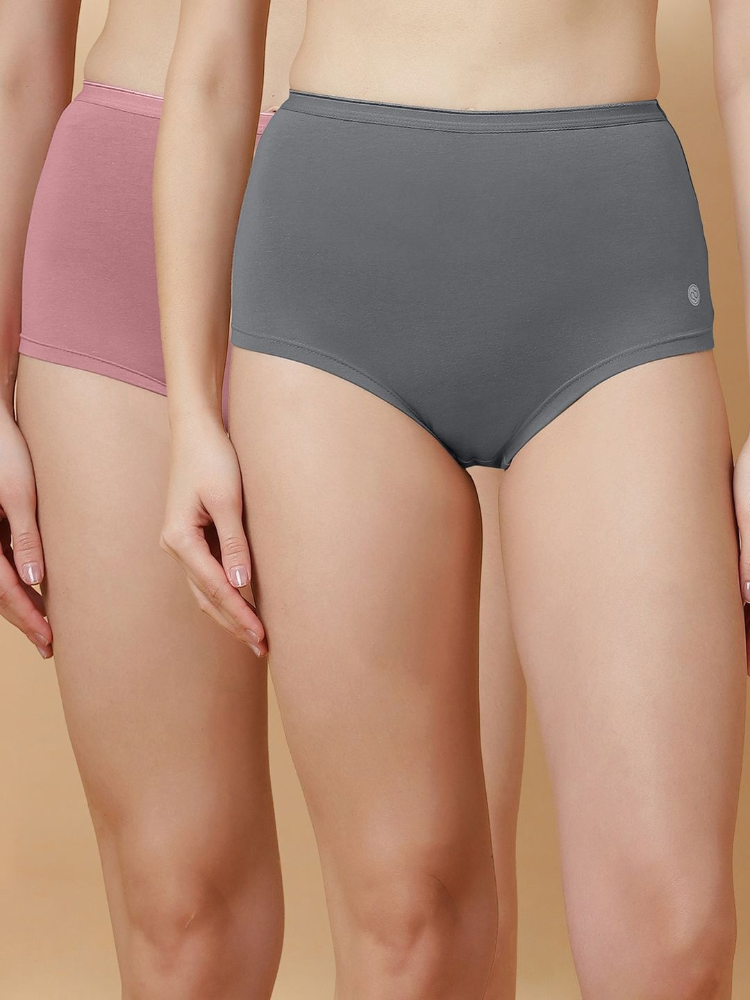 Soie Women Solid Pack of 2 Seamless Assorted Cotton Boy Shorts Briefs