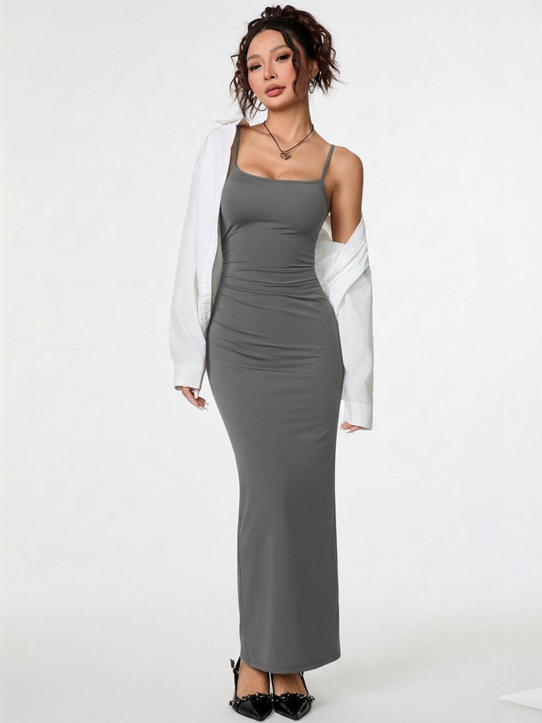 Fabverse Shoulder Straps Sleeveless Bodycon Maxi Dress