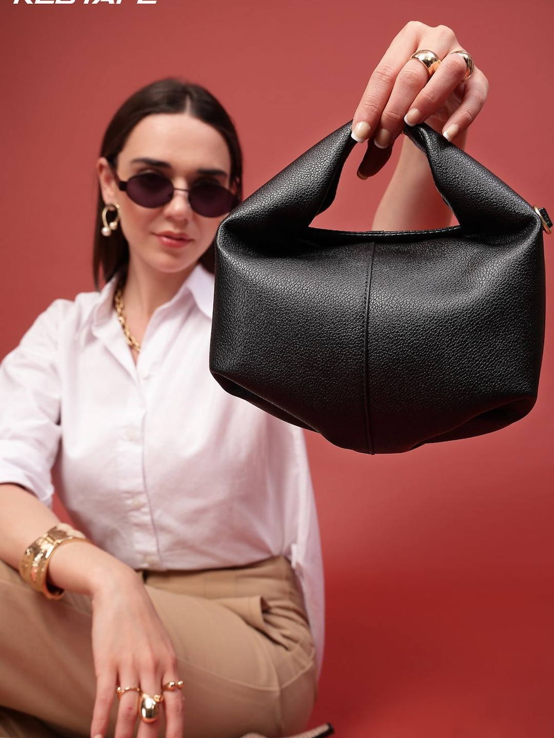Red Tape Women Black Textured Casual Sling Bag