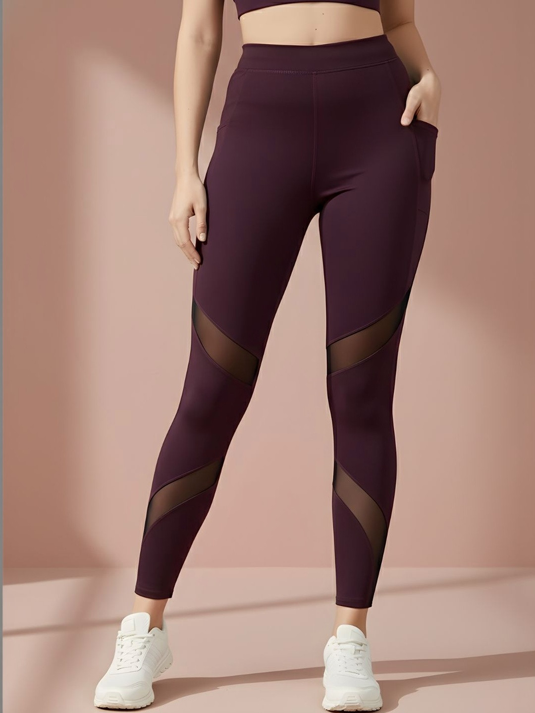 Blinkin Yoga Training Mesh Tights with Side Pockets