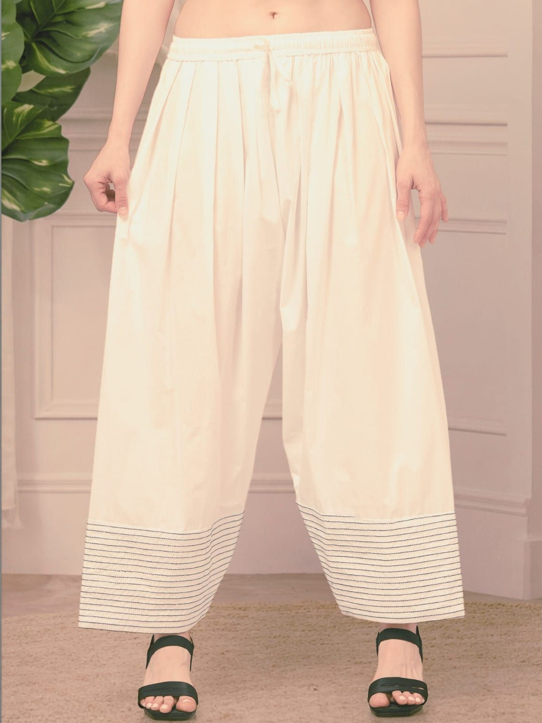 farukhi creation Women Woven Design Loose Fit Cotton Farshi Salwar