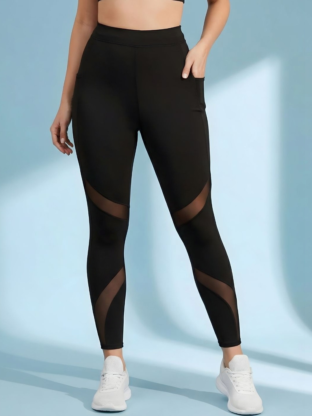 Blinkin Yoga Training Mesh Tights with Side Pockets