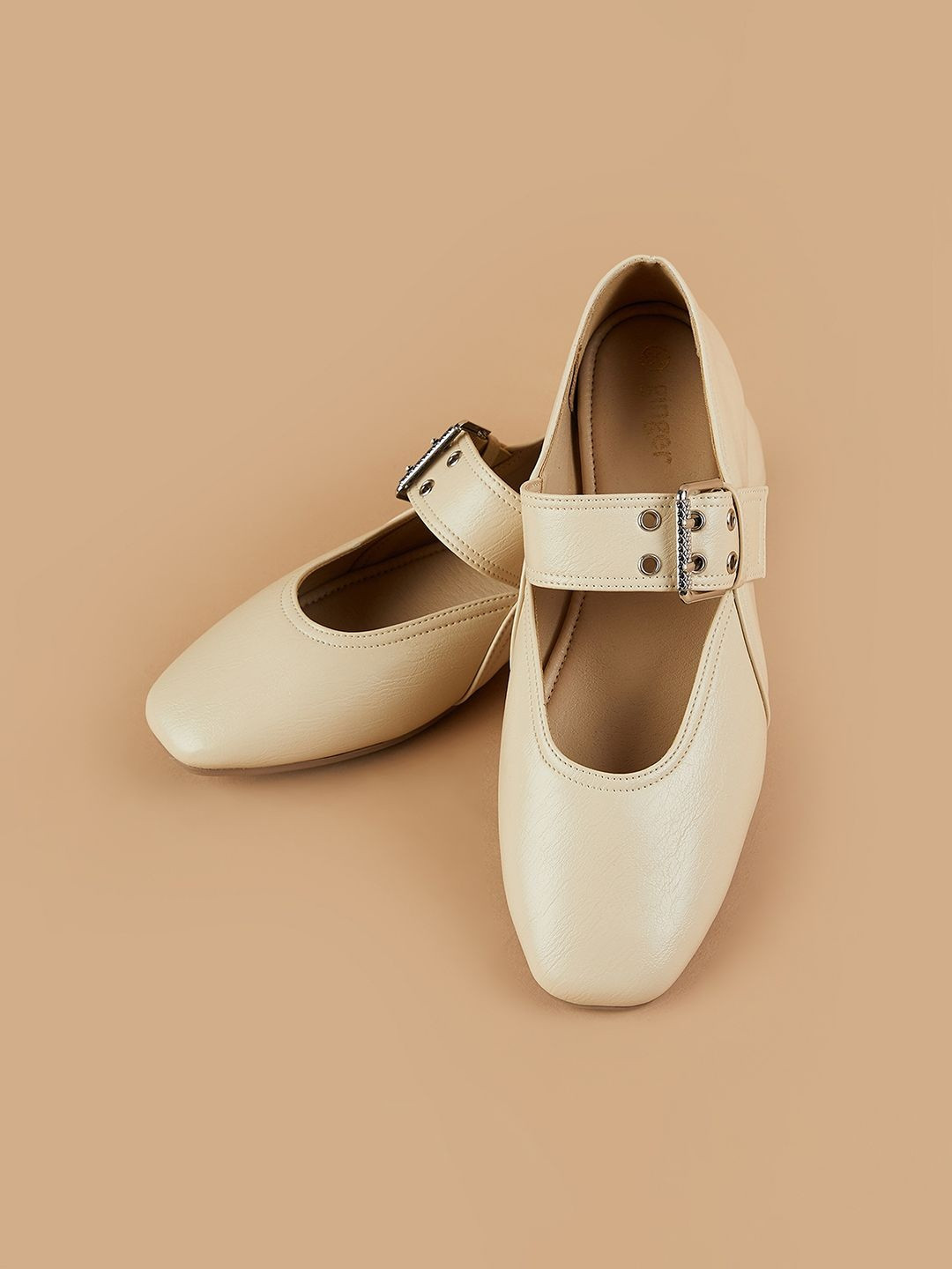 Ginger by Lifestyle Round Toe Buckle Ballerinas