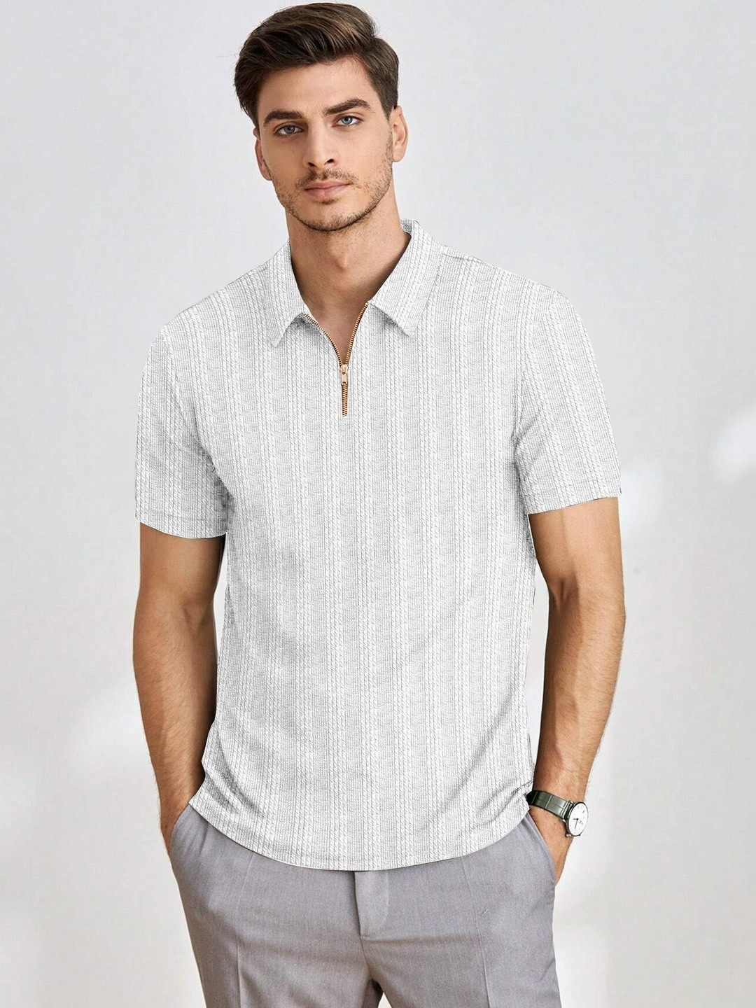 CHROVEL Men Polo Collar T-shirt