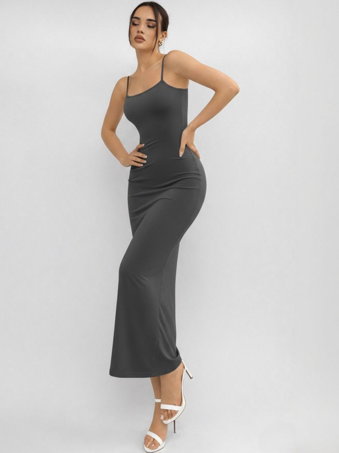 Fabverse Shoulder Straps Sleeveless Bodycon Maxi Dress