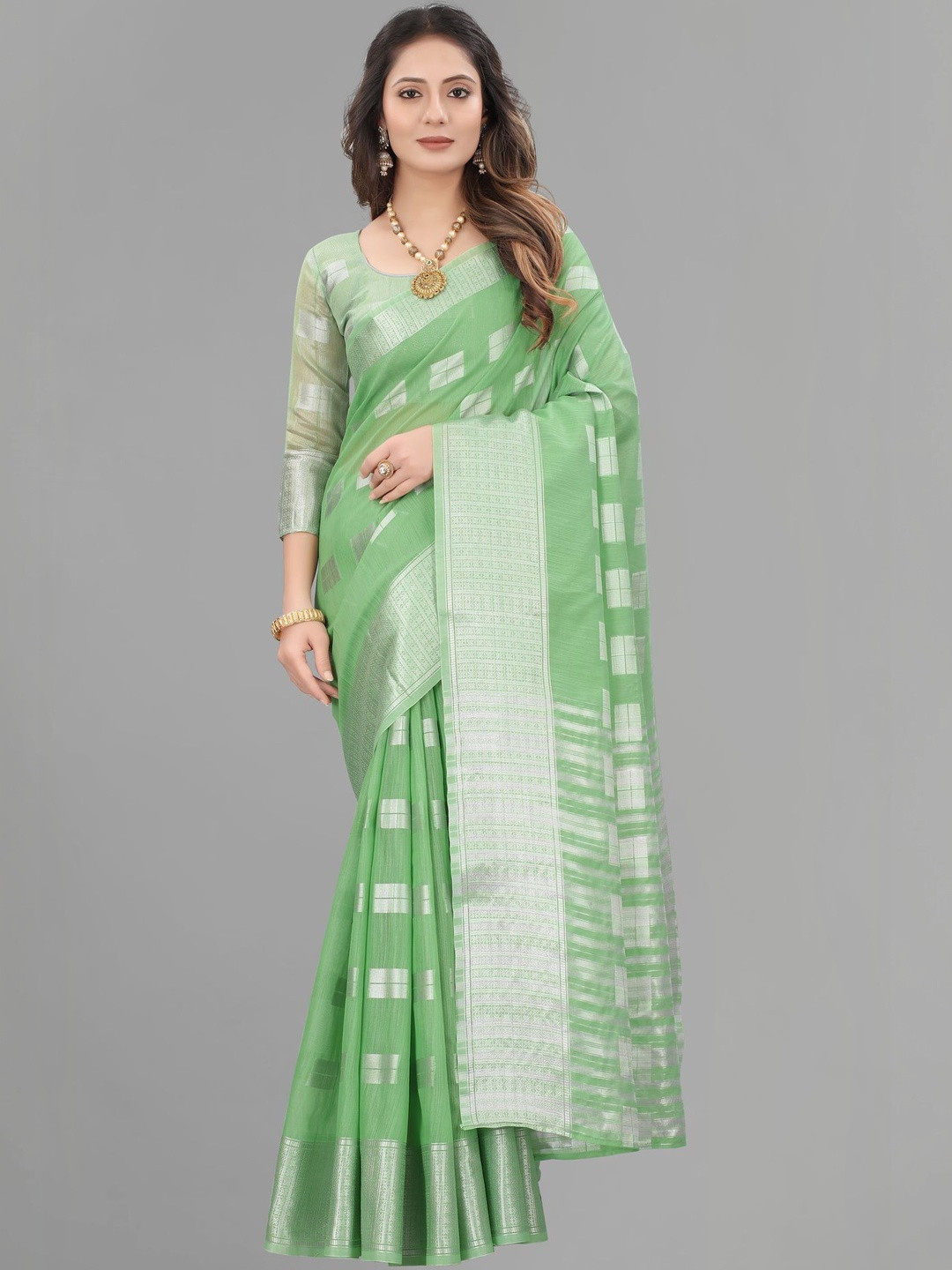 SATANI ENTERPRISE Floral Jute Cotton Banarasi Saree