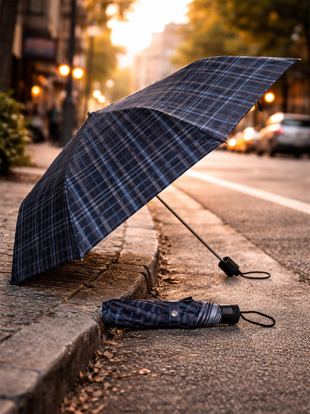 Aura Manual 3 Fold Checked Umbrellas