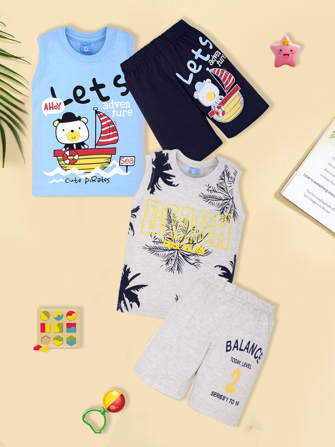 toyific Unisex Kids Printed T-shirt With Shorts