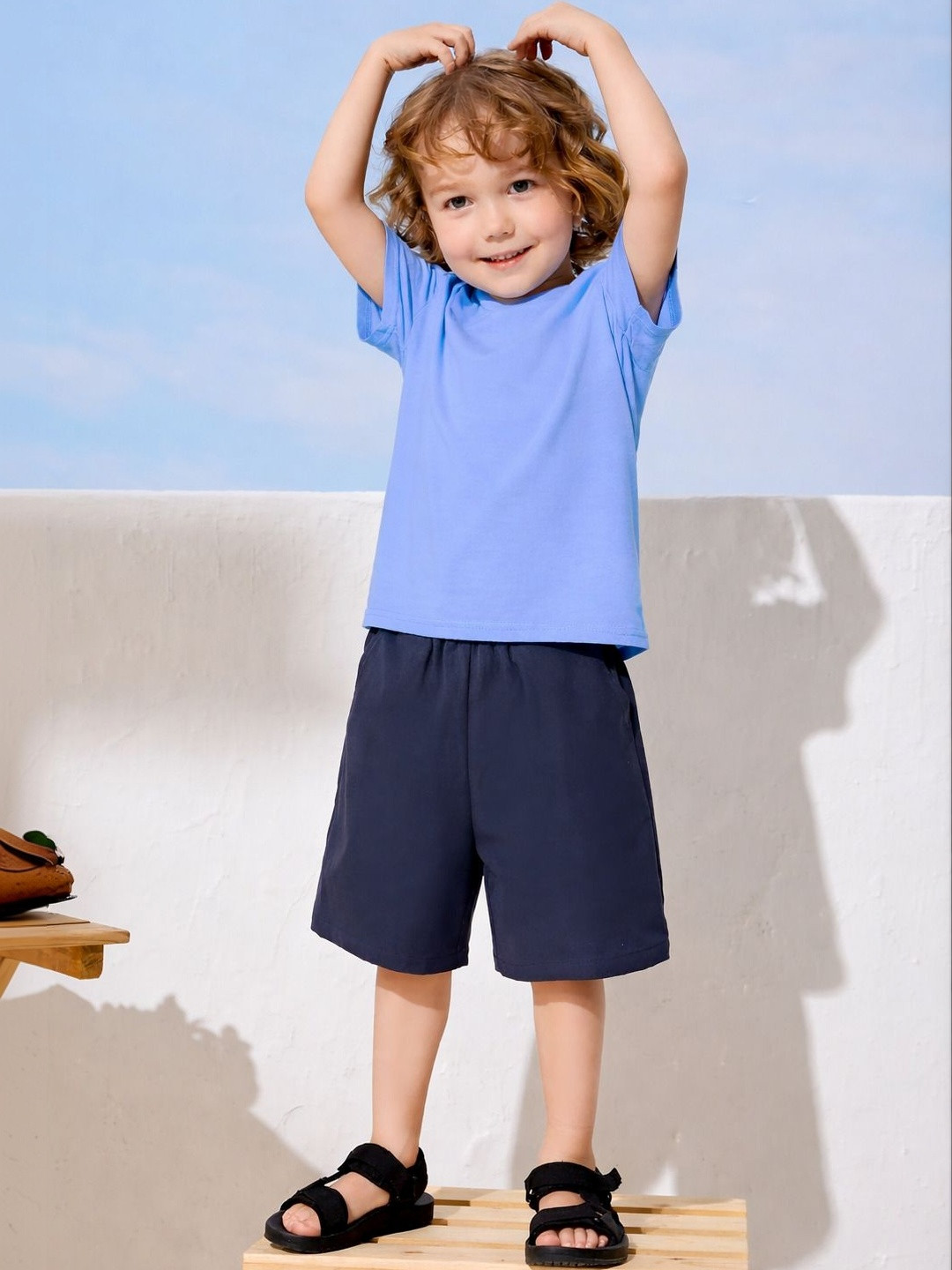 PockMAN Boys Blue Cotton Tshirts