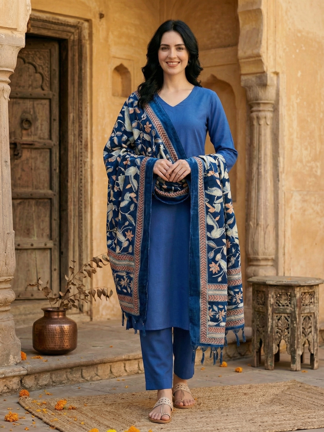 Varanga Women Regular Kurta with Trousers & With Dupatta