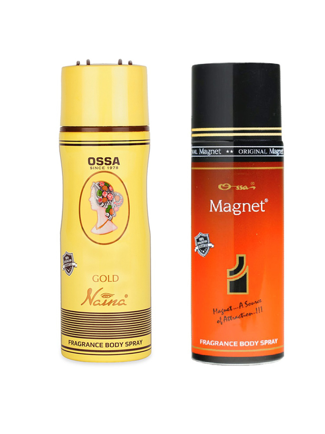 Ossa Set Of 2 Magnet & Gold Naina Long Lasting Fragrance Body Spray - 200 ml Each