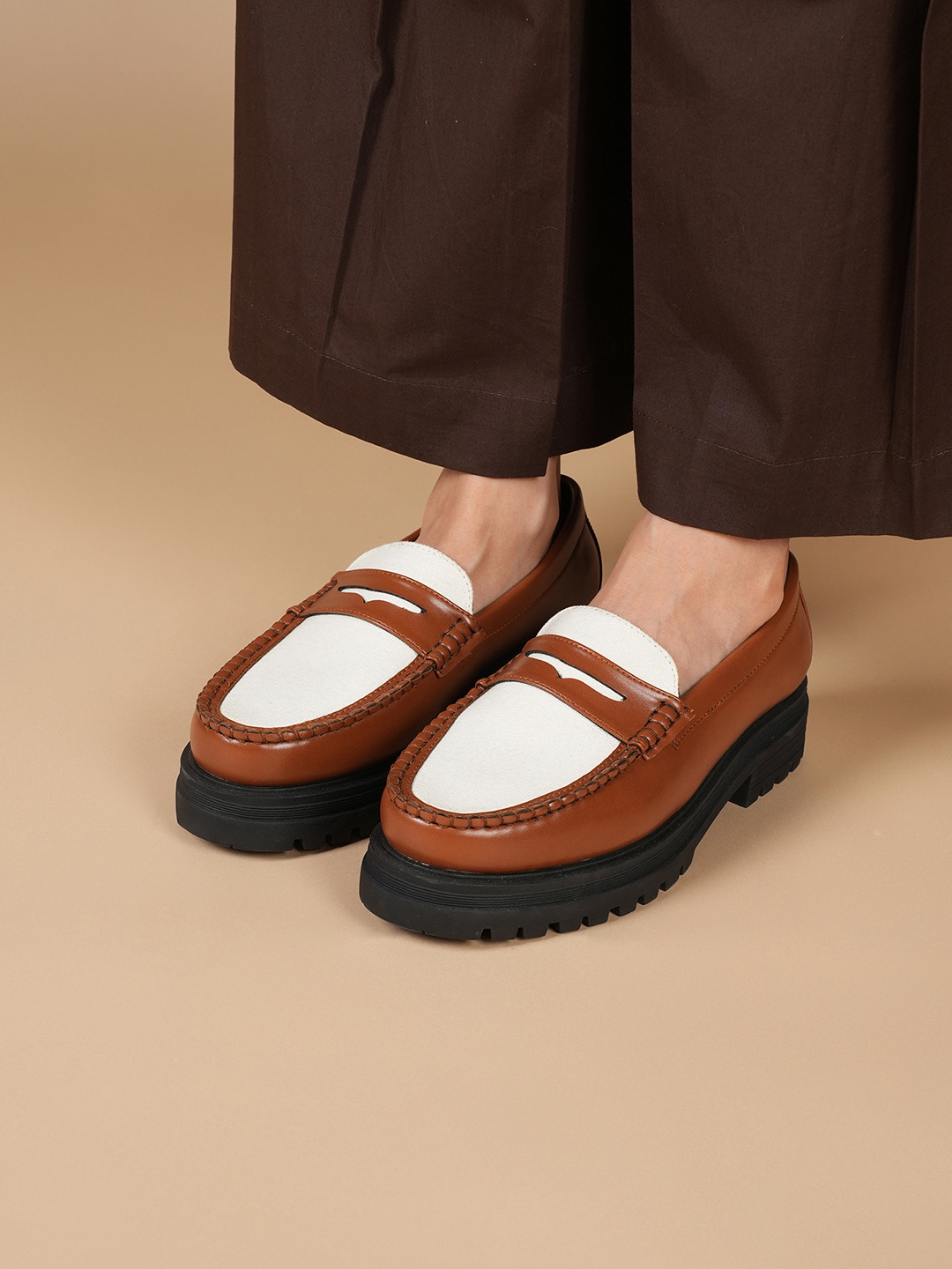 Theater Women Dr Storm Tan Patent Penny Loafers
