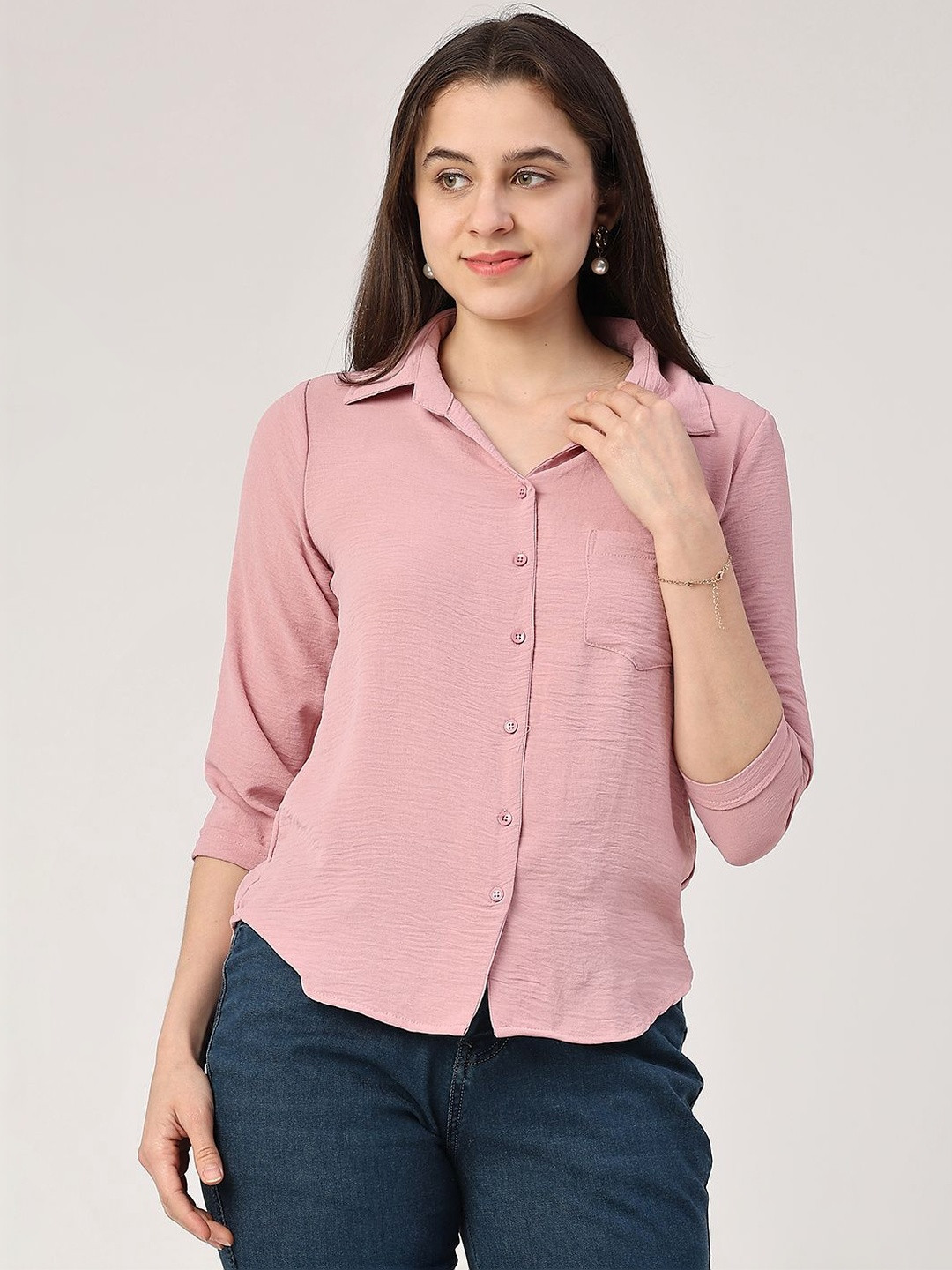 V-Mart Textured Spread Collar Shirt