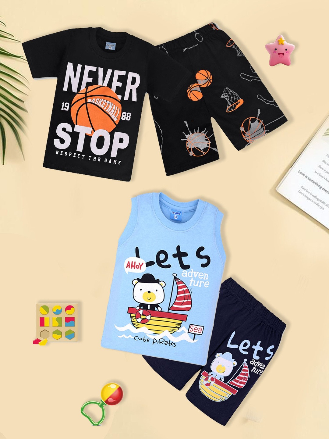 toyific Unisex Kids Printed T-shirt With Shorts