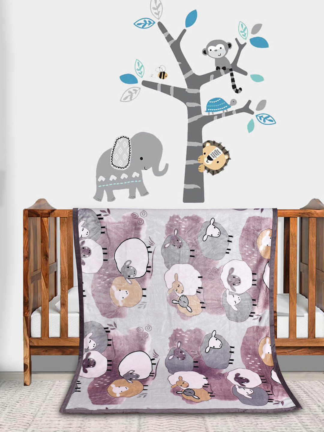 Florida Grey & White Cartoon Characters Single Bed Blanket