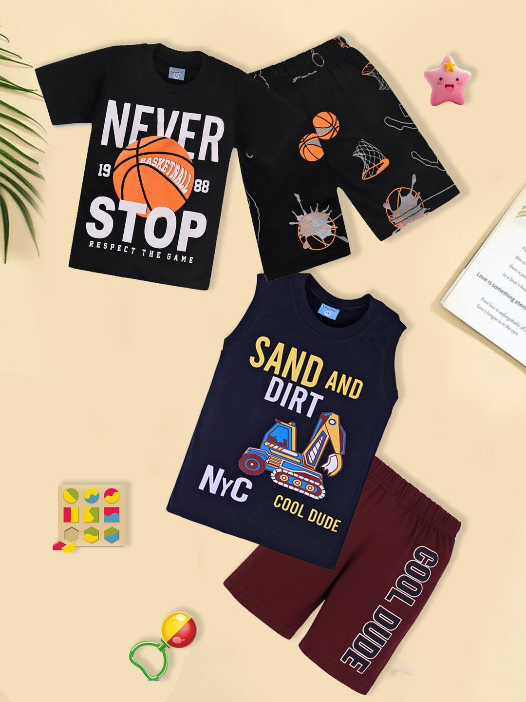 toyific Unisex Kids Printed T-shirt with Shorts