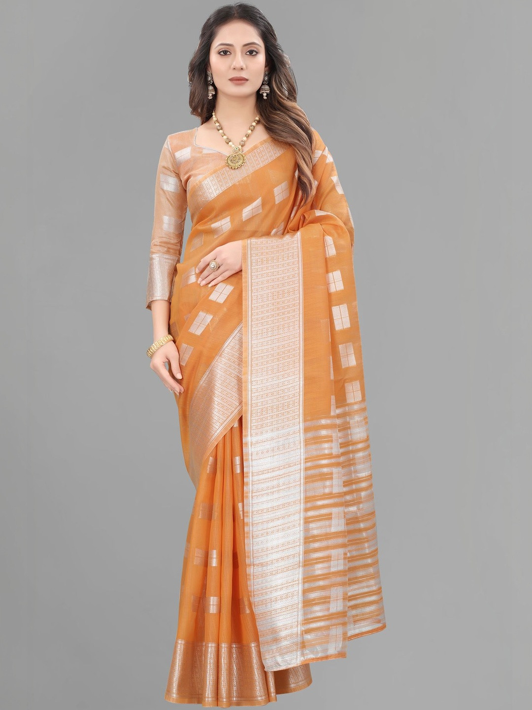 SATANI ENTERPRISE Floral Jute Cotton Banarasi Saree