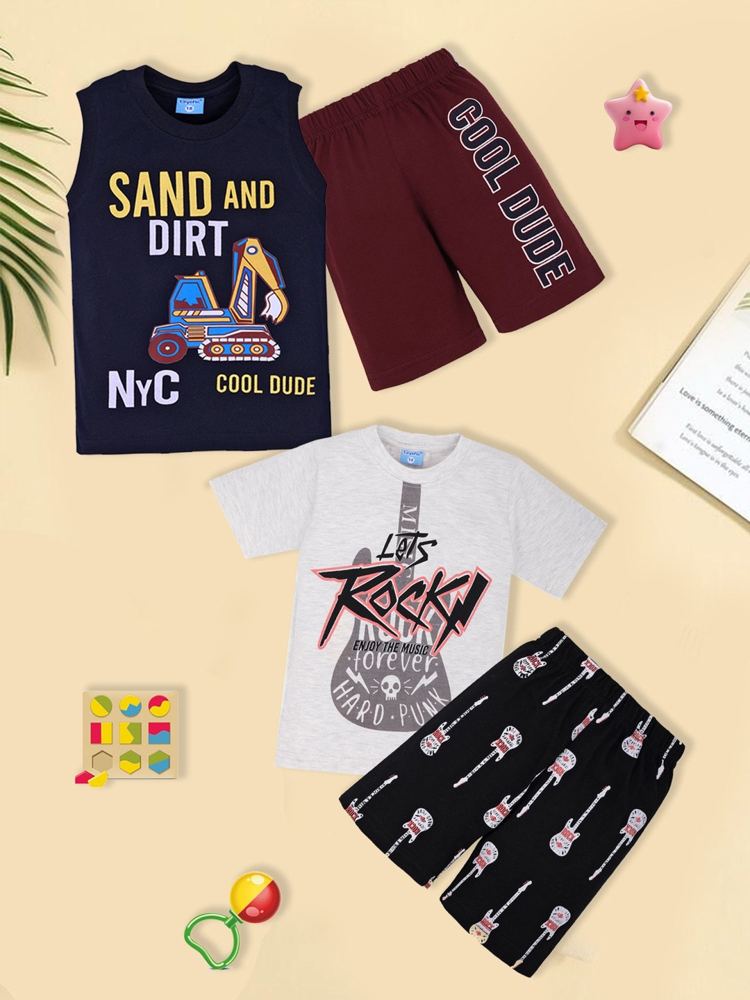toyific Unisex Kids Printed T-shirt with Shorts