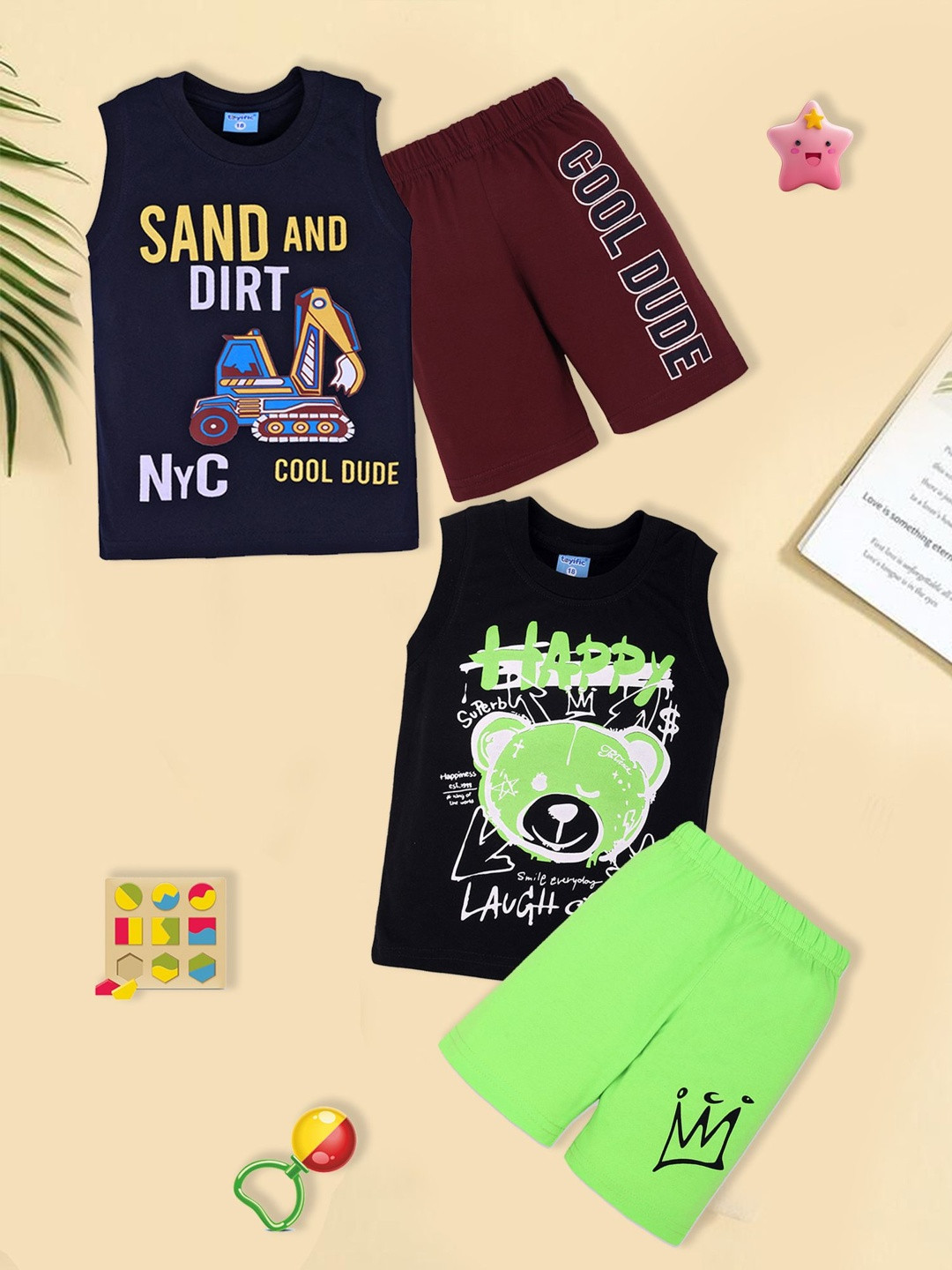 toyific Unisex Kids Printed T-shirt with Shorts