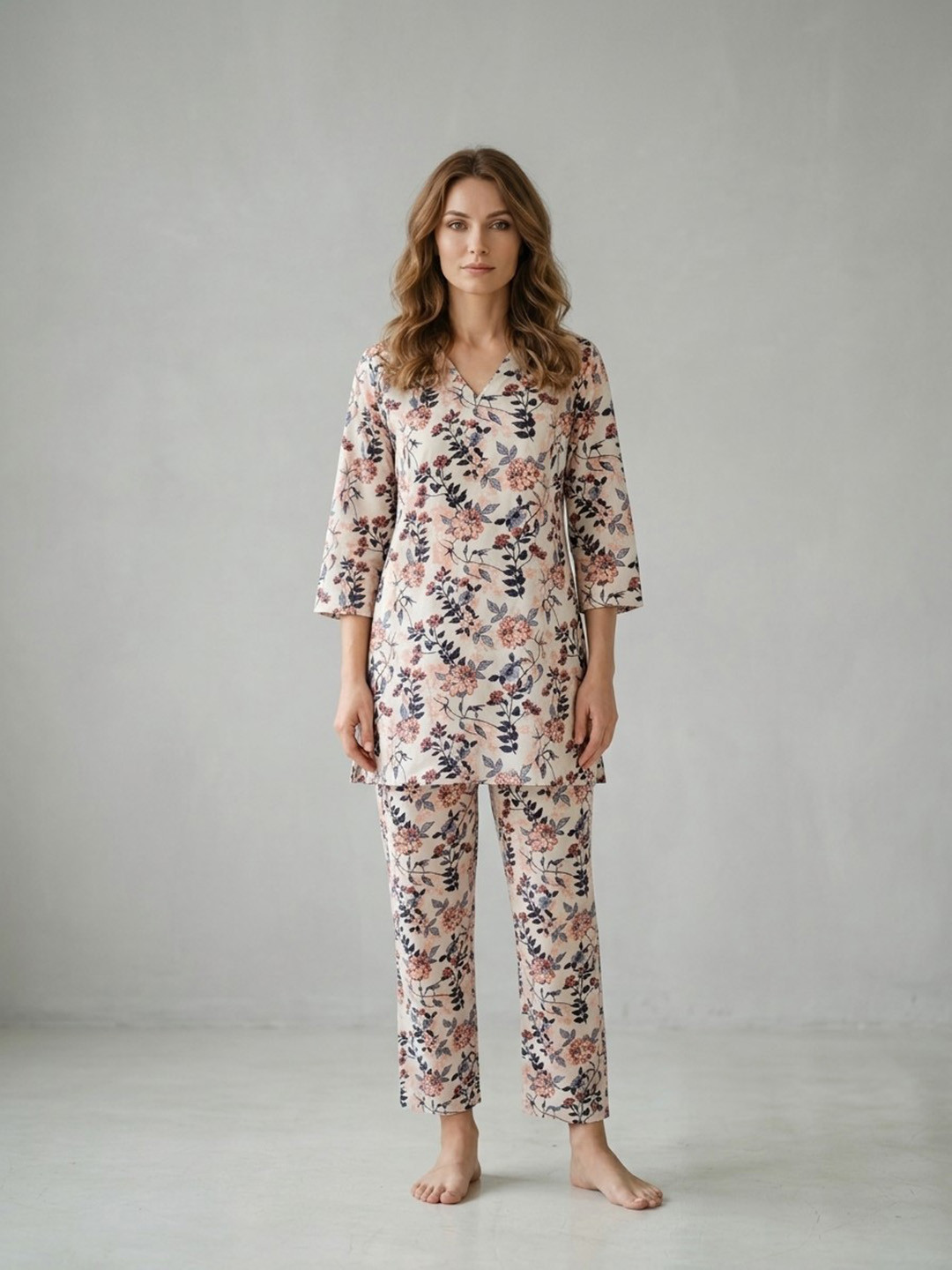 SOURAGYA Romantic Florals Printed Tunic with Trousers