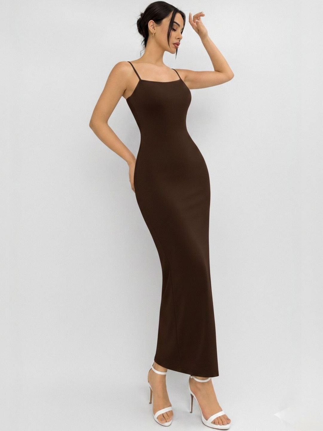 Fabverse Square Neck Shoulder Straps Bodycorn Maxi Dress