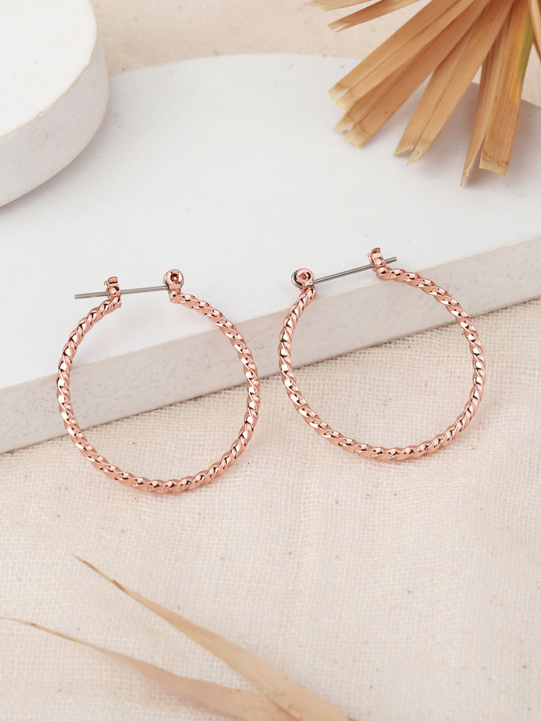 Estele Rose Gold-Plated Circular Hoop Earrings